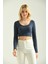 Saks Yumoş Örme Crop Bluz 1
