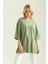 Mint Duble Kol Geniş Kesim Asimetrik Yırtmaçlı Örme T-Shirt 1