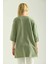 Mint Duble Kol Geniş Kesim Asimetrik Yırtmaçlı Örme T-Shirt 2