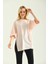Yavruağzı Duble Kol Geniş Kesim Asimetrik Yırtmaçlı Örme T-Shirt 1