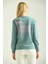 Mint Sırt Baskılı Basic Örme Sweatshirt 1