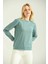 Mint Sırt Baskılı Basic Örme Sweatshirt 5