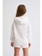 Organik Kapüşonlu Uzun Kollu Kız Çocuk Sweatshirt - Ekru Ekru - 8-10 3