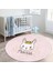 Pembe Zeminli Little Princess Desenli Çocuk & Genç Odası Makinede Yıkanabilir Kaymaz Tabanlı Yuvarlak Çocuk Halısı 2