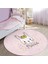 Pembe Zeminli Little Princess Desenli Çocuk & Genç Odası Makinede Yıkanabilir Kaymaz Tabanlı Yuvarlak Çocuk Halısı 3