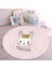 Pembe Zeminli Little Princess Desenli Çocuk & Genç Odası Makinede Yıkanabilir Kaymaz Tabanlı Yuvarlak Çocuk Halısı 5