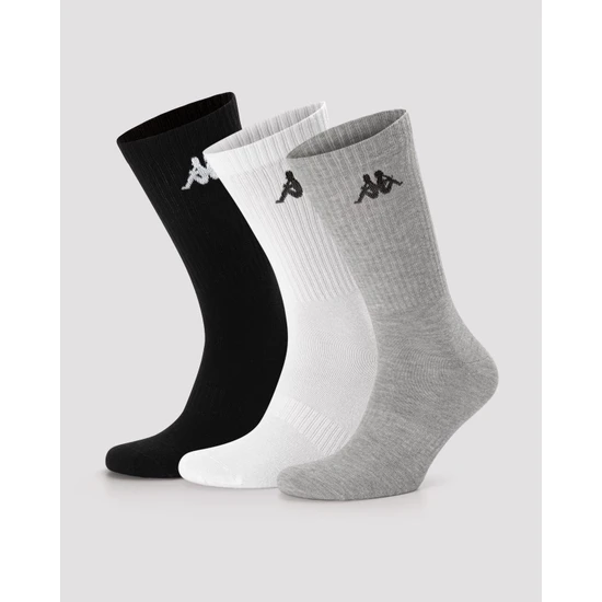 Authentic Sally  3lü Unisex Gri-Siyah-Beyaz Comfort Fit Soket Çorap