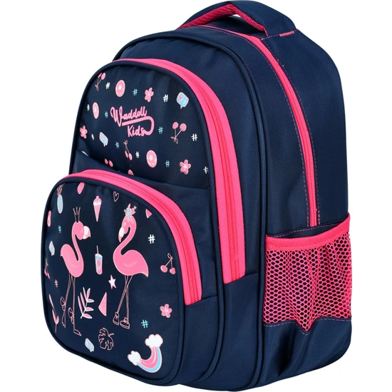 Waddell Lisanslı Lacivert Flamingo Desenli Ilkokul Çantası ve Beslenme Çantası Waddell Lisanslı Lacivert Flamingo Desenli Ilkokul Çantası ve Beslenme Çantası