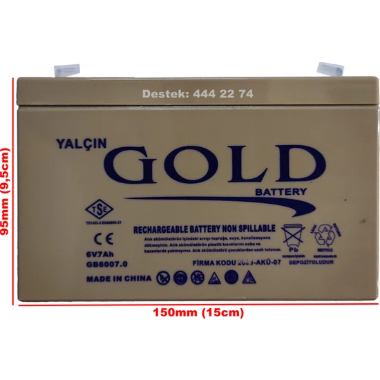 Data Güvenlik Gold 6V 7AH Bakımsız Kuru Akü - 6 Volt 7 Amper