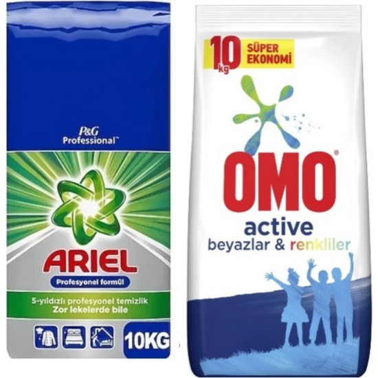 Ariel Profesyonel Formül 10 kg + Omo Active Beyazlar ve Renkliler 10 kg