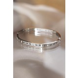 Karazona Kadın Roma Rakamlı Silver Renk Cartier Çelik Bilezik KZ-BB3566