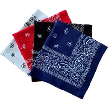 HYD Unisex 4 Adet Etnik Desenli Bandana Seti (Siyah-Kırmızı-Lacivert-Beyaz)