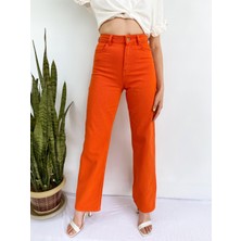 Key Moda Kadın Denim Pantolon Turuncu