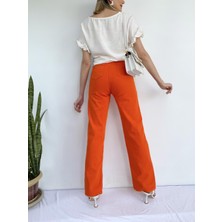 Key Moda Kadın Denim Pantolon Turuncu