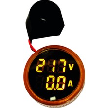 Glorious Ampermetre - Voltmetre 22mm Akım Trafolu 220V Sarı