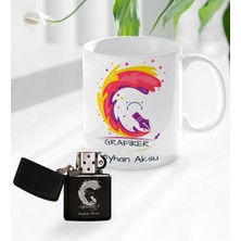 BK Kişiye Özel Grafiker Tasarımlı Kupa Bardak ve Benzinli Çakmak Seti-2