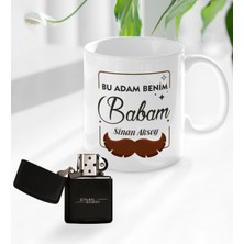BK Kişiye Özel Bu Adam Benim Babam Tasarımlı Kupa Bardak ve Benzinli Çakmak Seti - Model 1