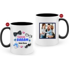 BK Kişiye Özel Babalar Günü Hediyesi Fotoğraflı Siyah Beyaz Kupa Bardak-97