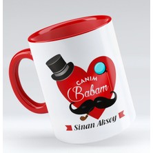 BK Kişiye Özel Canım Babam Tasarımlı Kırmızı Kupa Bardak - Model 4