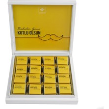 Nin Chocolate Babalar Günü Sarı Bıyık Desenli Madlen Çikolata (48 Adet)