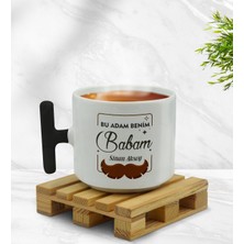 BK Kişiye Özel Bu Adam Benim Babam Tasarımlı Siyah T Kulplu Middle Kupa Bardak - Model 1