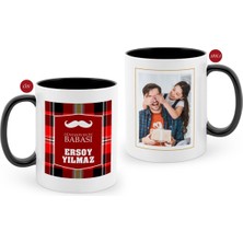 BK Kişiye Özel Babalar Günü Hediyesi Fotoğraflı Siyah Beyaz Kupa Bardak-48