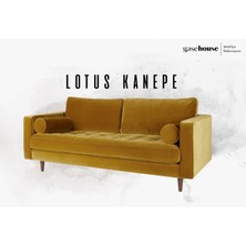 Gase House Minimal ve Bohem - Kadife Yeşil Kumaş - Lotus Ikili Kanepe