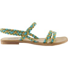 Bueno Shoes Sarı Multi Deri Kadın Düz Sandalet