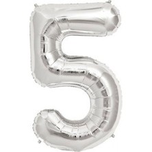 Pasta Market Folyo Balon Rakam 90 cm Gümüş Renk 5 Yaş Için