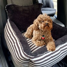 Teepee House Taşınabilir Köpek Oto Araba Koltuğu Siyah Beyaz Çizgili