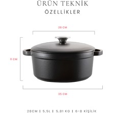 Voeux Derin Döküm Tencere Elegance Collection 28 cm. Siyah