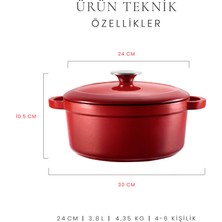 Voeux L'amour Derin Döküm Tencere 24 cm. Kırmızı