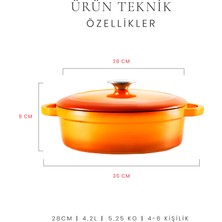 Voeux Amusant Sığ Döküm Tencere 28 cm. Turuncu