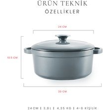 Voeux Gracieuse Derin Döküm Tencere 24 cm. Gri