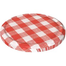 Paşabahçe Kırmızı Ekose Kavanoz Kapağı Metal 20 Adet 82 mm Silikon Contalı Kapak Standart Konserve Kavanoz Kapağı