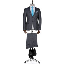 Buenza Ekose Armando Slim Fit Lacivert Erkek Takım Elbise