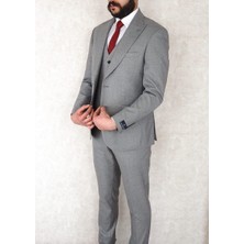 Jan Carlucci Slimfit Yelekli Drop 6 Takım-Gri