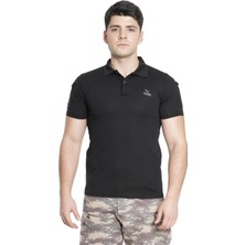 Kısa Kol Polo Yaka Taktik T-Shirt Siyah Renk