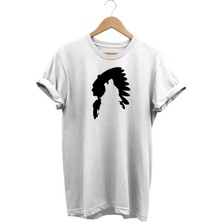 Remonz Kızılderili Baskılı  Pamuk Oversize T-Shirt Büyük Beden Tişört