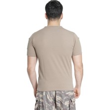 Kısa Kol Yuvarlak Yaka Taktik T-Shirt Çöl Sarısı (Bej) Renk