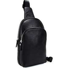 Kangaroo Kıngdom  Deri Siyah Erkek Body Bag Sırt Çantası 8155-S