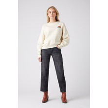 Wrangler Straight Fit Düz Kesim Yüksek Bel Koyu Gri Esnek Mom Jean Kot Pantolon