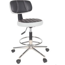 Gizmo Ofis Büro Döner Tekerlekli Çalışma Kasiyer Hekim Ayarli Tabure Sandalyesi B1000 Beyaz