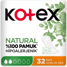 Kotex Natural Günlük Ped İnce %100 Pamuk Hipoalerjenik 32'li