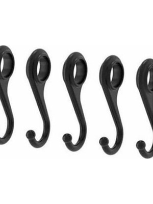 Orvila Yedek Kanca Seti Mutfak ve Banyo Kullanımı İçin Siyah Plastik 6 Adet