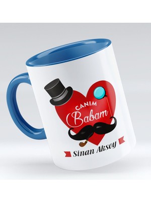 BK Kişiye Özel Canım Babam Tasarımlı Mavi Kupa Bardak - Model 4