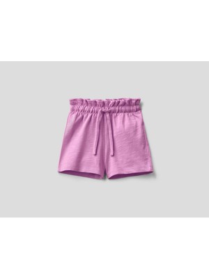 Benetton Logo Etiketli Organik Pamuklu Bermuda Şort