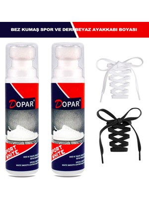 Dopar Beyaz Spor Deri Bez ve Kumaş Ayakkabı Boyası 2 Adet 75 ml 2 Bağcıklı