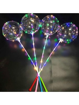 Pasta Market Işıklı Balon 3 Foksiyonlu Transparent LED Şeffaf Balon Çubuklu