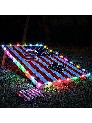 SLD Cornhole Tahtası Işıkları 2 Set Mısır Delik Kenar ve Halka LED Işıkları